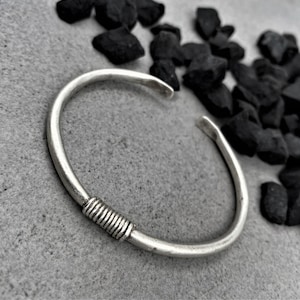 Antique Silver Spring Bracelet Cuff• Mens Adjustable Solid Everyday Cuff• Unisex Distressed Bracelet• by AnAngelsHug• Gift For Him.