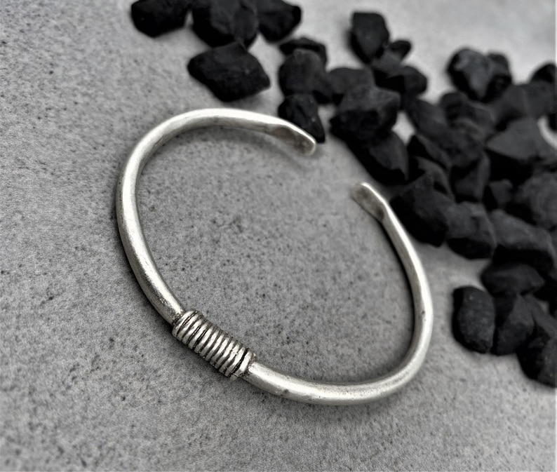 Antique Silver Spring Bracelet Cuff• Mens Adjustable Solid Everyday Cuff• Unisex Distressed Bracelet• by AnAngelsHug• Gift For Him.
