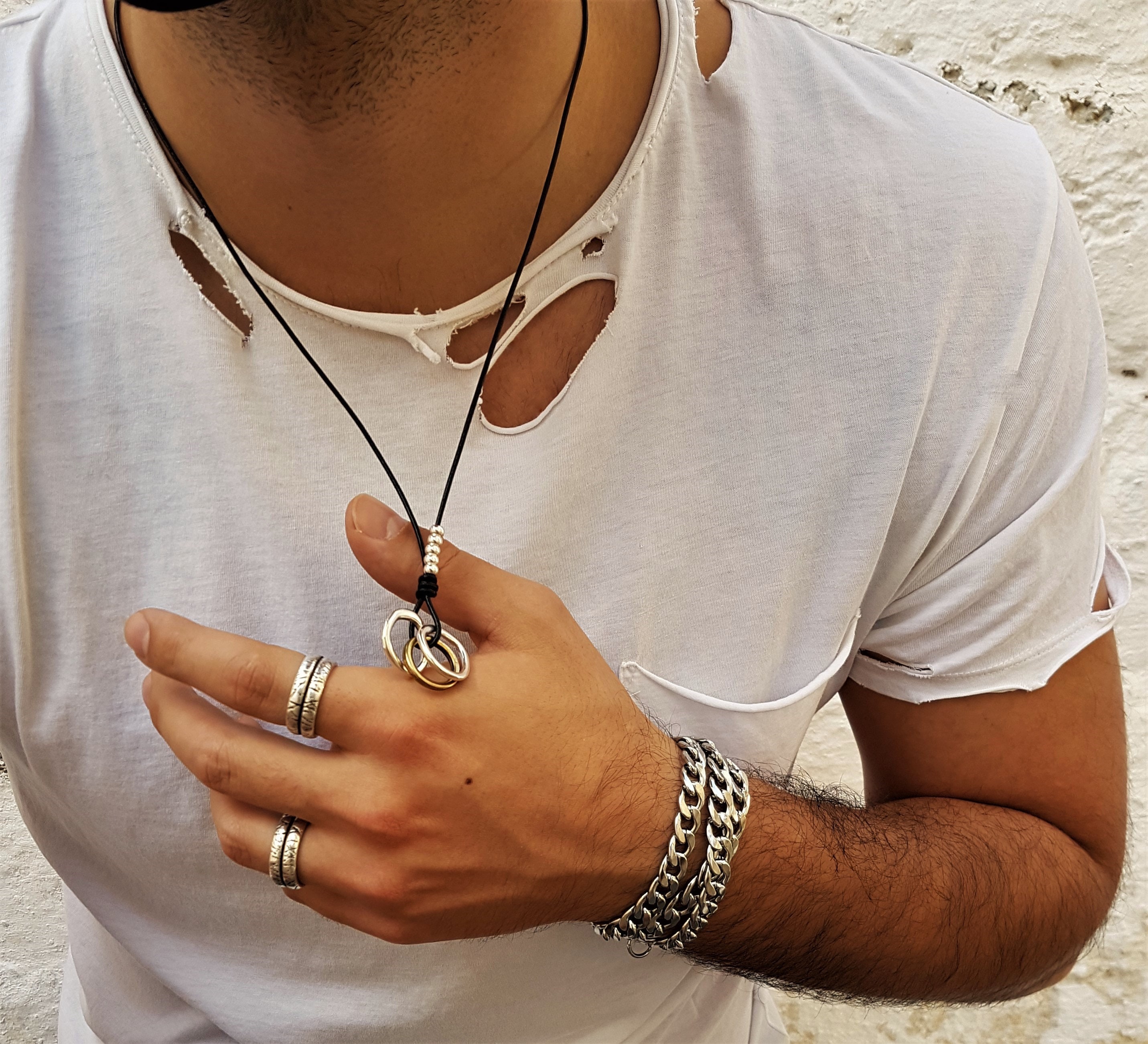 Rings Leather Pendant Rock Style O Ring Pendant Unisex - Etsy