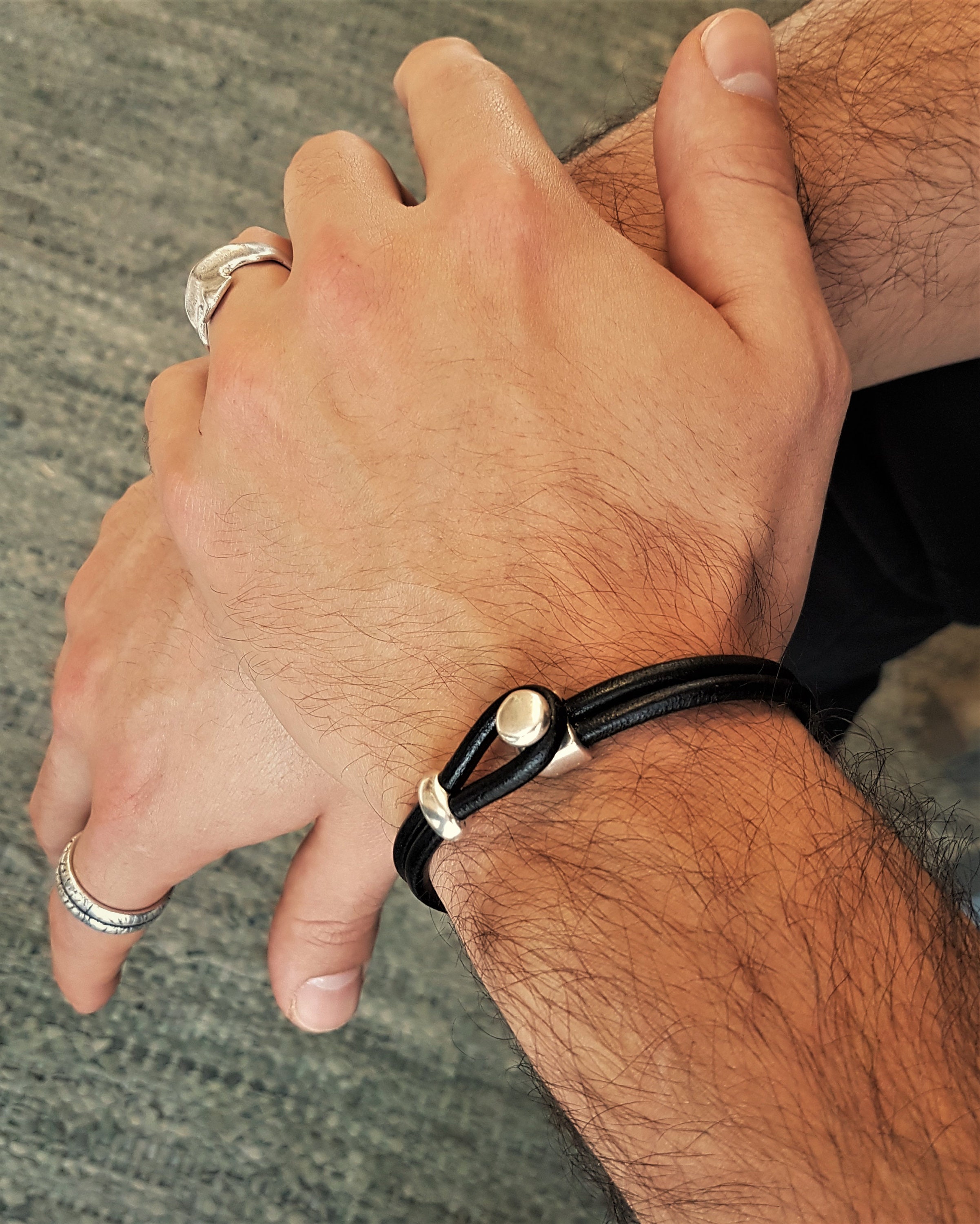 Mens simple leather bracelet deals