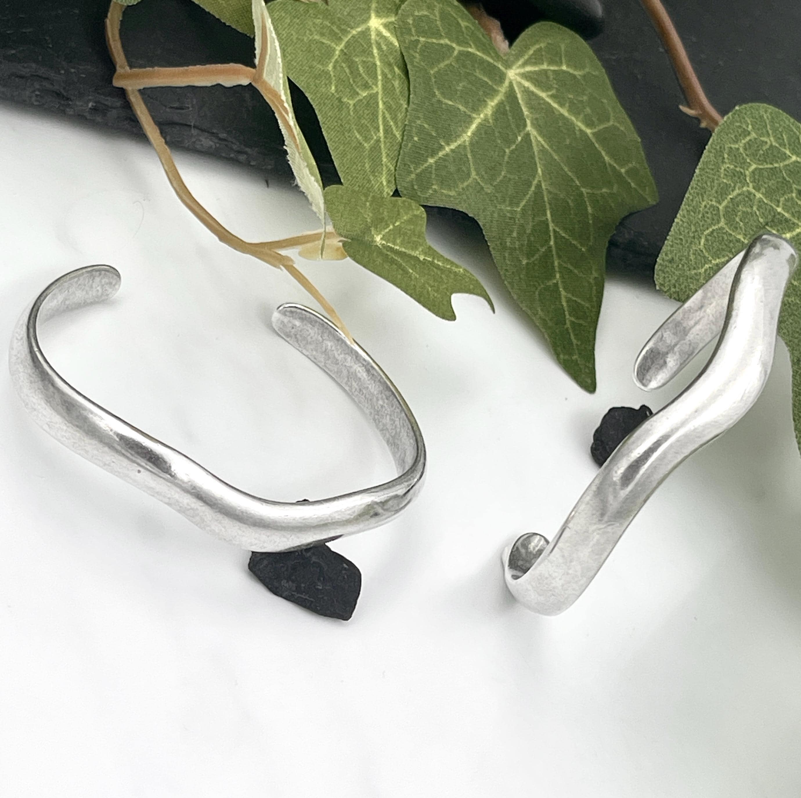 Wavy Antique Silver Open Cuff Bracelet• Sturdy Silver Abstract