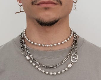 Multi Chunky Chains Necklace• Ball Chain Choker• Street