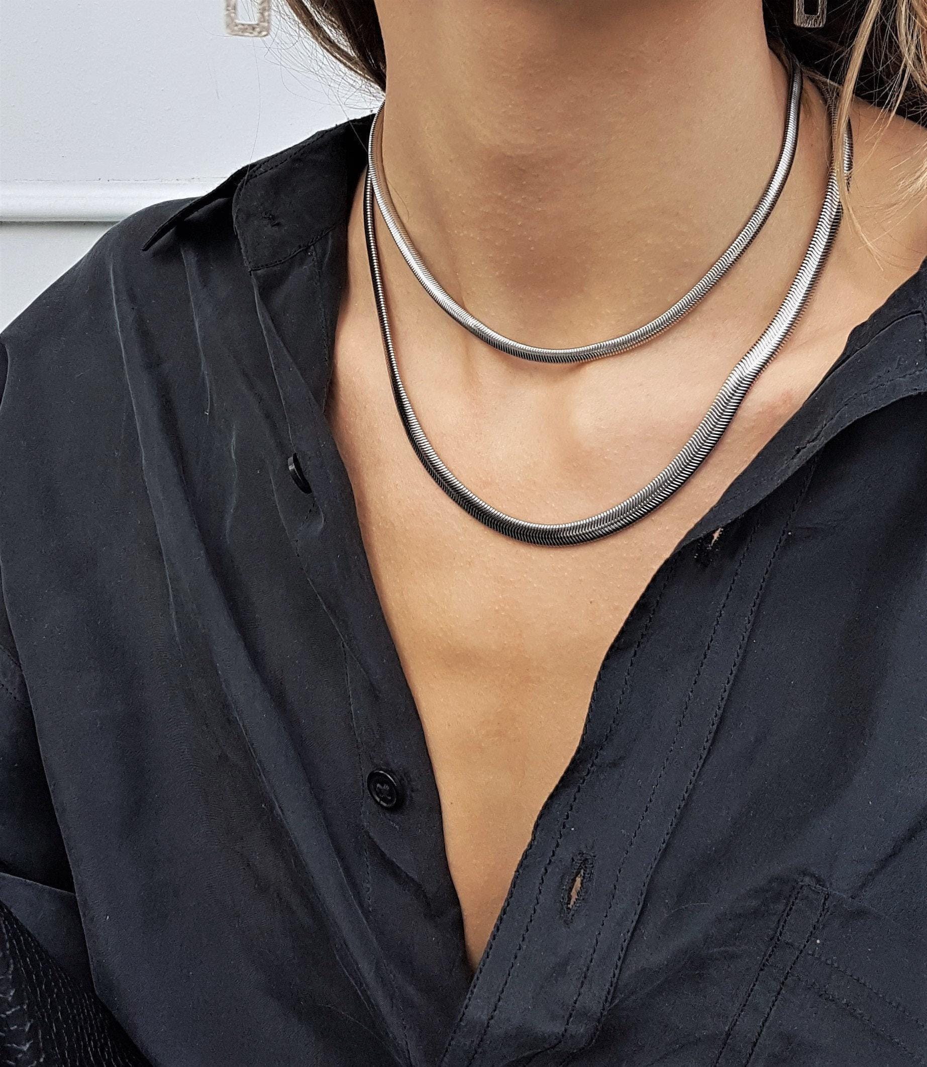 Collana Choker Big Slinky Forever 21 &ndash; Multistrand Catene Argento &ndash; Nuova Con Etichette