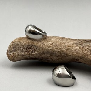 Bold Rock Style Statement Silver Dome Ring: Stainless Steel Everyday Wear