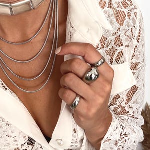 Bold Rock Style Statement Silver Dome Ring: Stainless Steel Everyday Wear