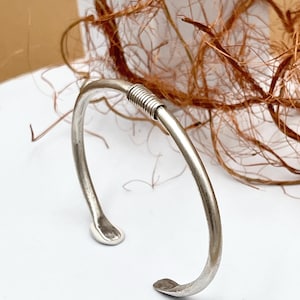 Antique Silver Spring Bracelet Cuff• Mens Adjustable Solid Everyday Cuff• Unisex Distressed Bracelet by AnAngelsHug• Gift for Him ANTIQUE
