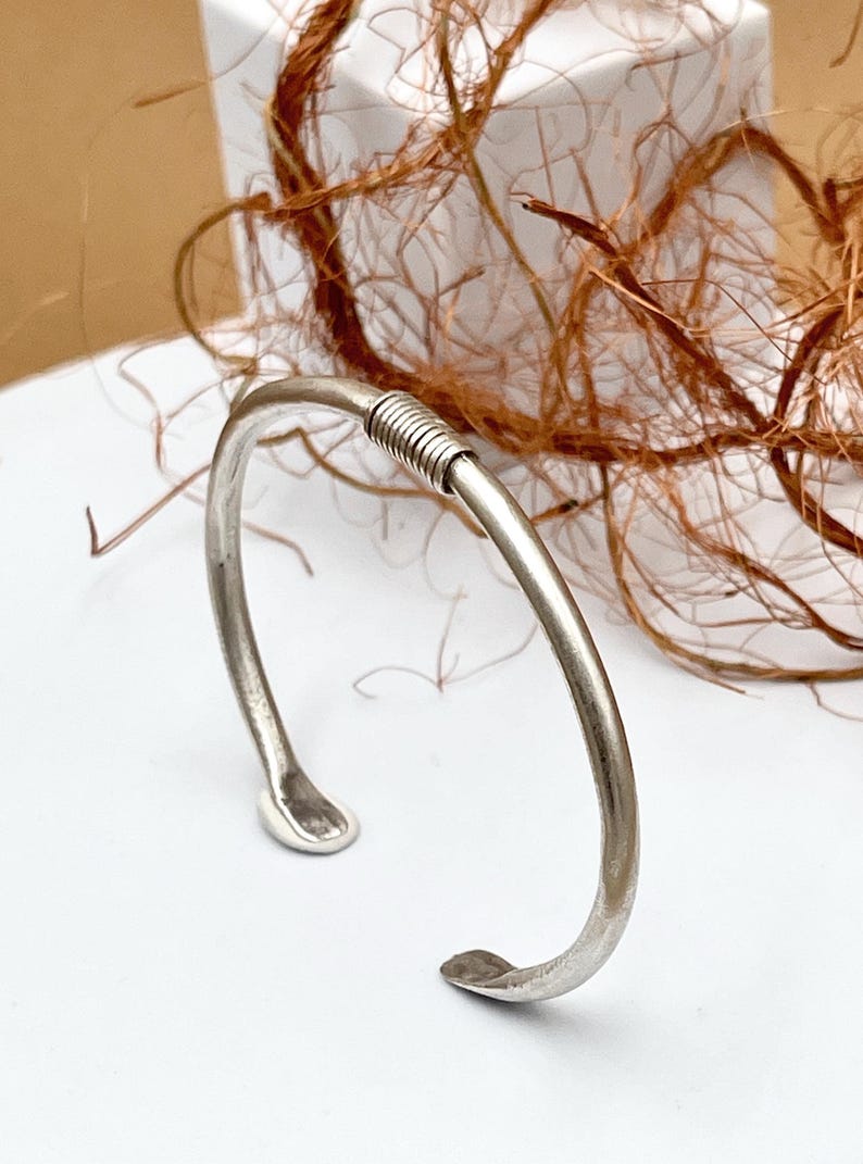 Antique Silver Spring Bracelet Cuff• Mens Adjustable Solid Everyday Cuff• Unisex Distressed Bracelet by AnAngelsHug• Gift for Him ANTIQUE