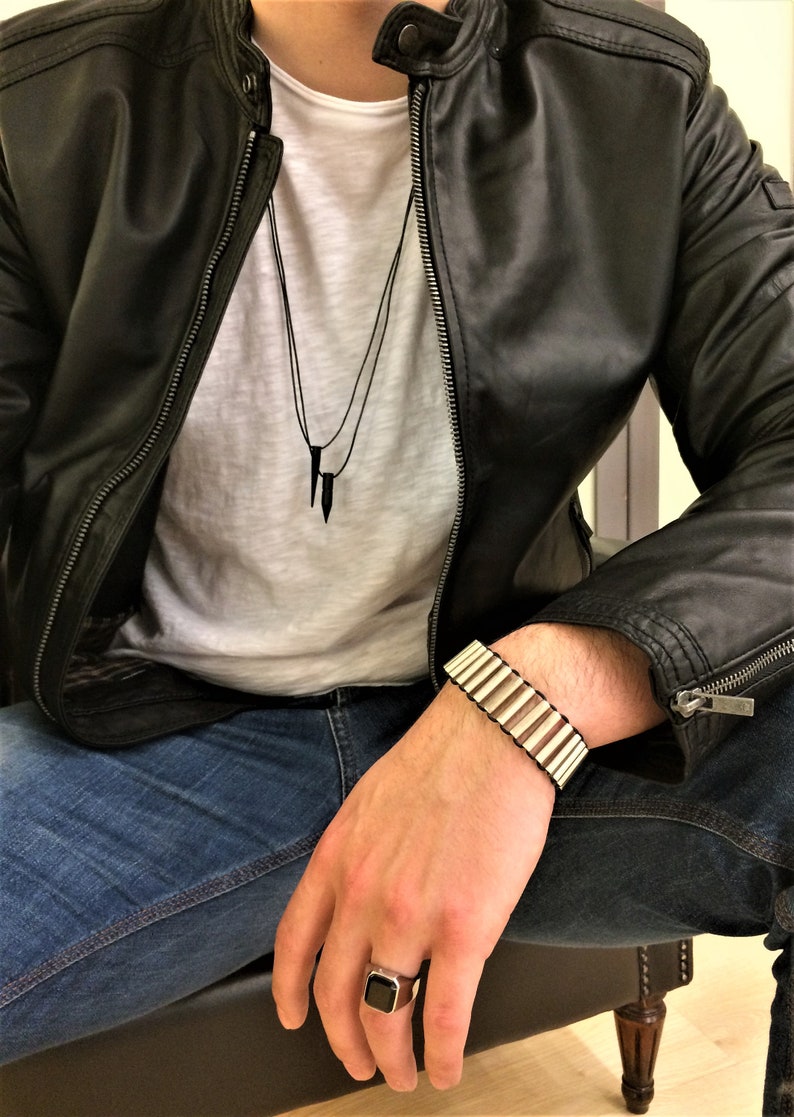 gift for him mens uno de 50 Style cuff mens statement metal cuff mens rock style bracelet Mens leather bracelet silver tubes bracelet