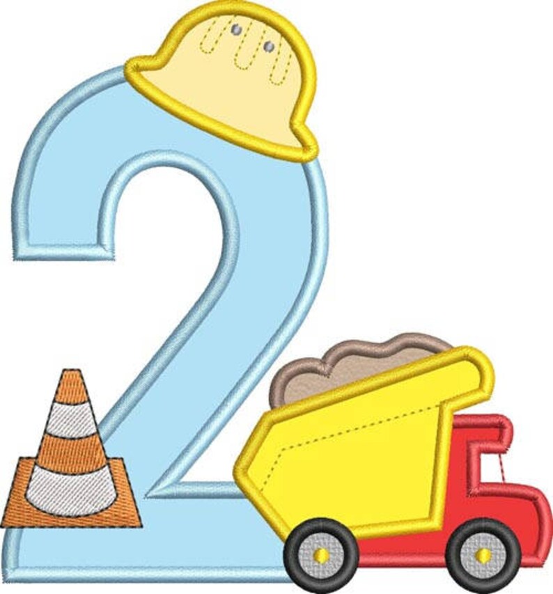 Construction Number 2 Applique | Etsy