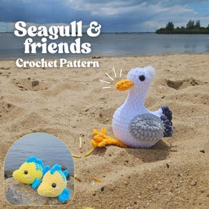 Amigurumi Crochet Pattern Pack: Seagull, Crab, Fish - No Sew (Digital Download)