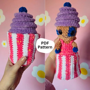 No Sew Cupcake Cutie Crochet Pattern, Cupcake Doll, Unique Crochet Dolls, Beginner Crochet Patterns, Amigurumi, Plushie