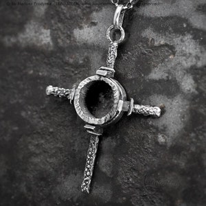 Sterling Silver, Fantasy Gothic Style Necklace Pendant, Red
