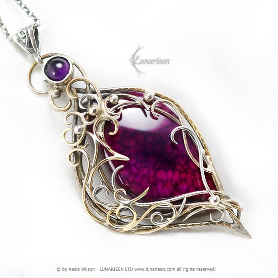 Beauty Gift Thailand Golden Purple Decorative Illustration Necklaces Pendant Retro Moon Stars Jewelry