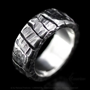 Fully handmade, Sterling Silver, Melted, Hammered, Textured, Heavy, Rustic, Brutalist Style Man&#39;s Ring.