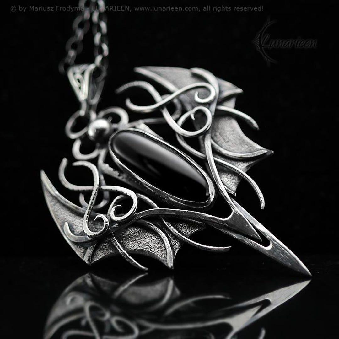 Sterling Silver Vampire Bat Necklace: Gothic Black Onyx Pendant - Etsy