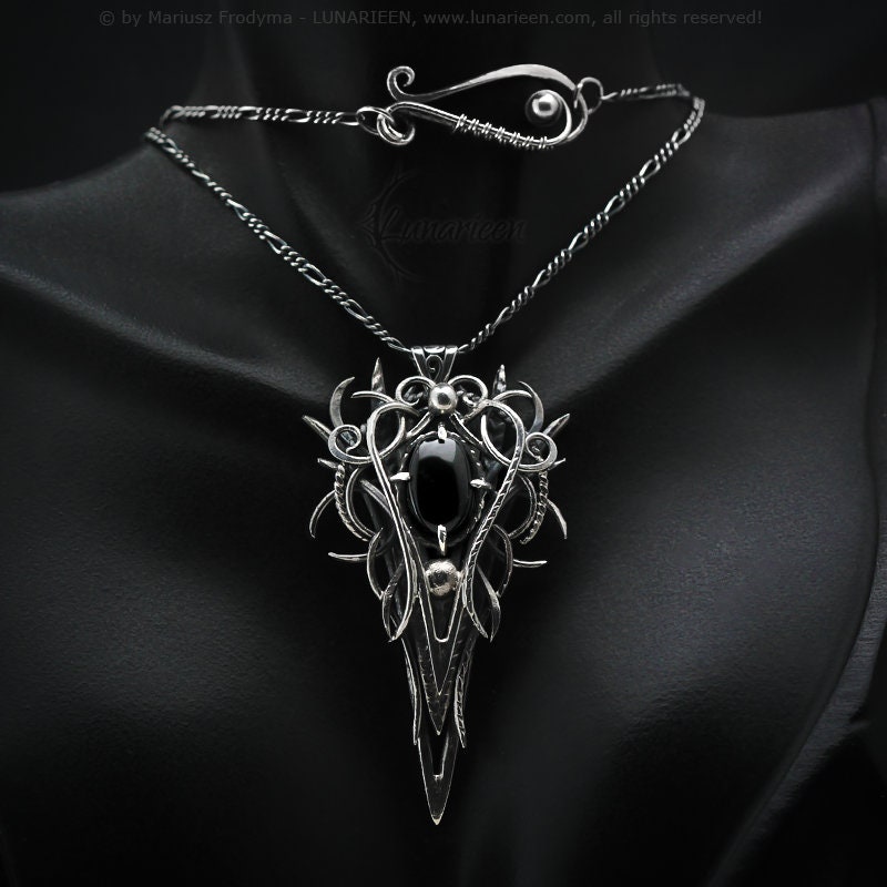 アクセサリー vintage onyx gothic silver necklace Sterling Silver Black Onyx Pendant: Handmade Gothic Fantasy