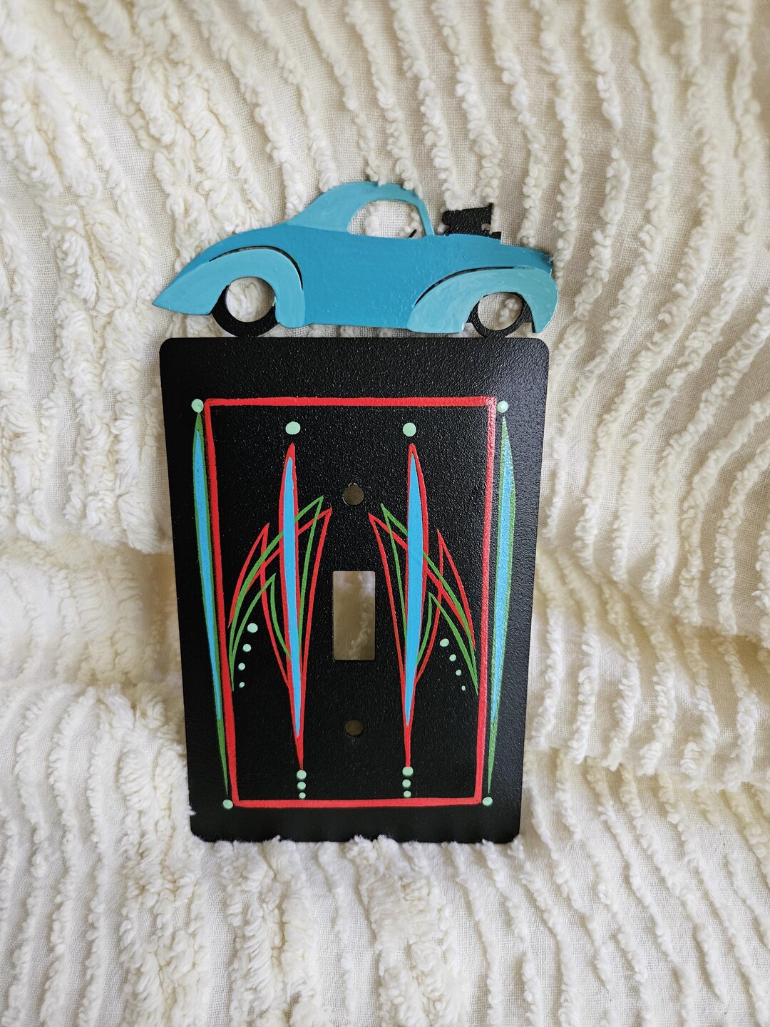 Black Steel Switch Plate Cover With Hand Painted Car and Pinstriping ...