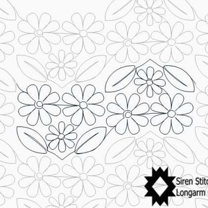 Daisy Trio Digital Quilting Pantograph - Floral Longarm Quilting Design Edge to Edge - Gammill, Bernina, HandiQuilter, Statler
