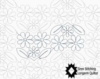Daisy Trio Digital Quilting Pantograph - Floral Longarm Quilting Design Edge to Edge - Gammill, Bernina, HandiQuilter, Statler