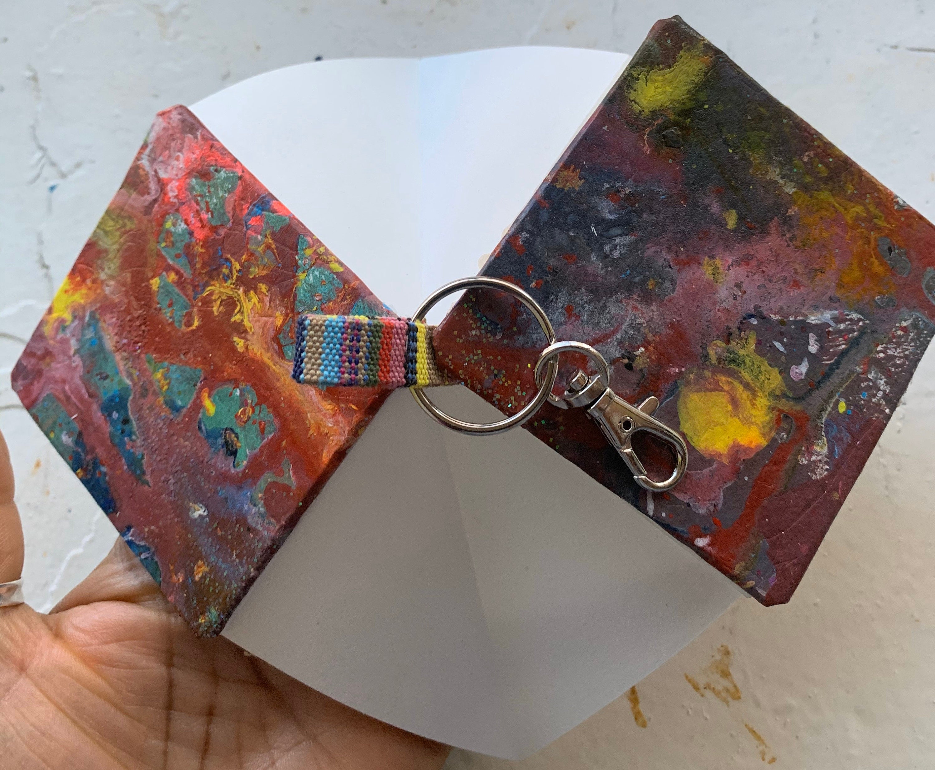 Concertina Journal With Keyring Hard Back Cover Hand Painted Etsy