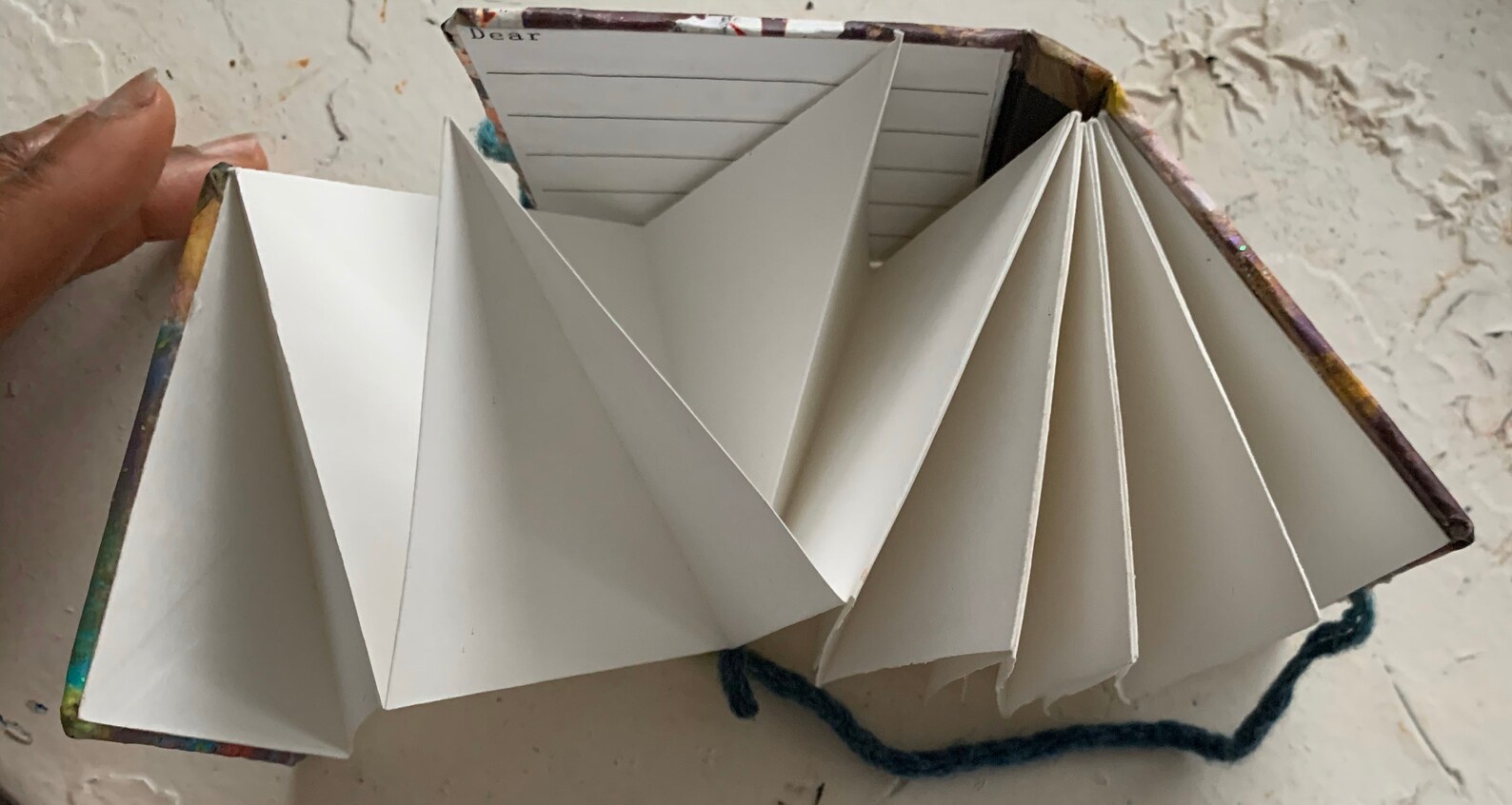 Concertina journal pop out pages case binding wool ribbon Etsy