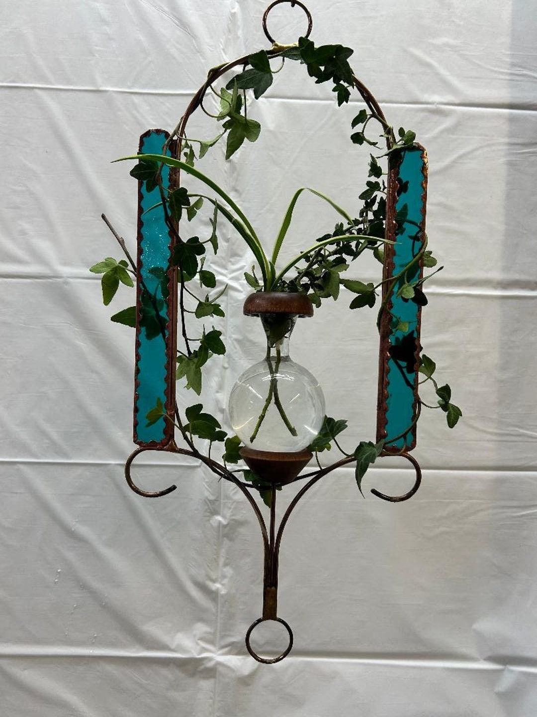Turquoise Stained Glass Loop Style Plant Rooter. One-of-a-kind ...