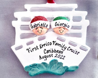 Cruise Ship Personalized Christmas Ornament - Honeymoon - Our First Cruise- Couple's Vacation