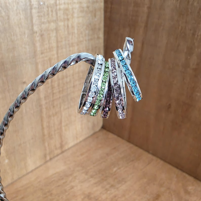Birthstone Crystal Eternity Bands: 3mm Channel Set Stacking Rings image 7