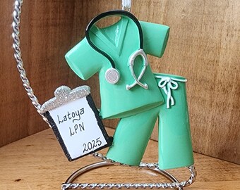 Teal Scrubs Personalized Christmas Ornament, For Nurse, Doctor Gift, Medical Student