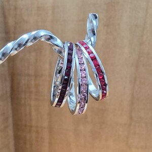 Birthstone Crystal Eternity Bands: 3mm Channel Set Stacking Rings image 15