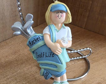 Personalized Female Golfer Christmas Ornament: Golf Gift for Her