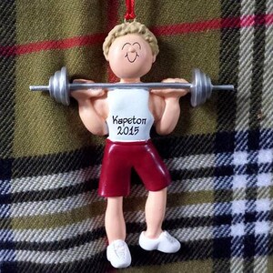 Male Weight Lifter Personalized Ornament, Fitness Personal Trainer, Body Builder image 3