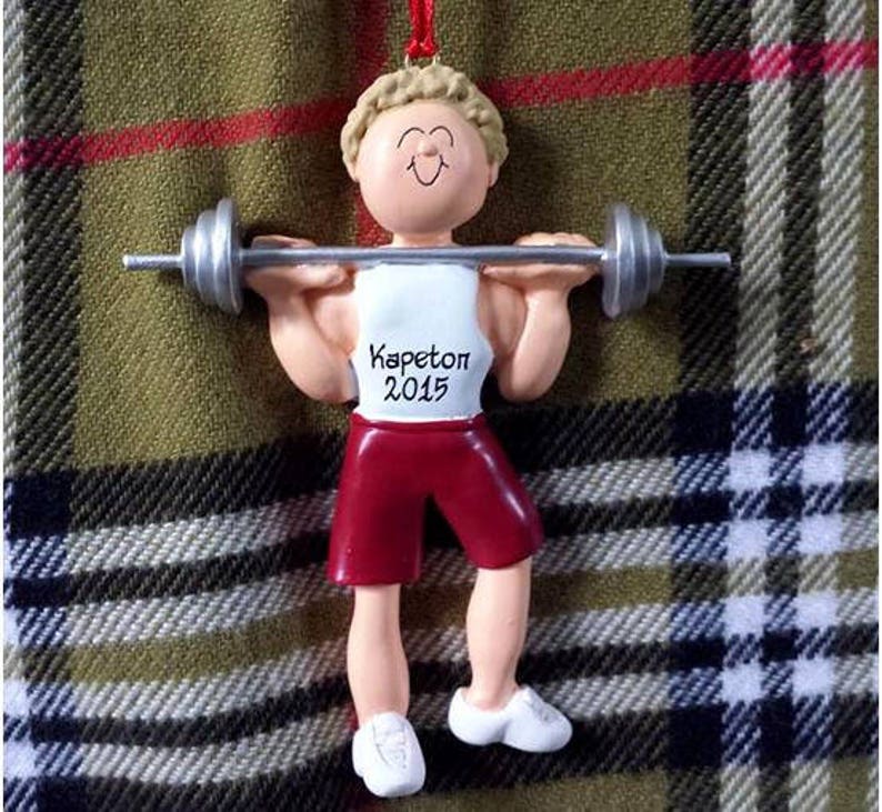 Male Weight Lifter Personalized Ornament, Fitness Personal Trainer, Body Builder image 3