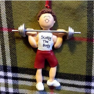 Male Weight Lifter Personalized Ornament, Fitness Personal Trainer, Body Builder image 1