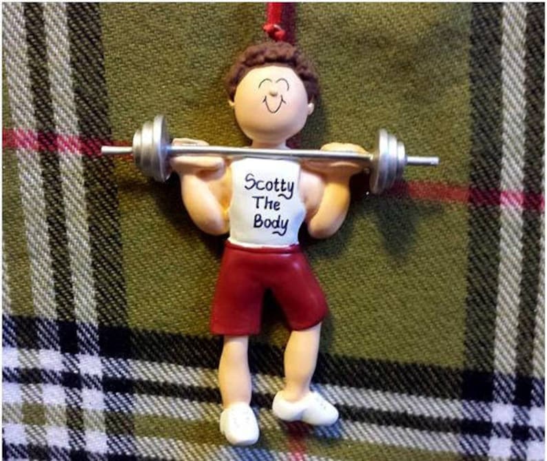 Male Weight Lifter Personalized Ornament, Fitness Personal Trainer, Body Builder image 1