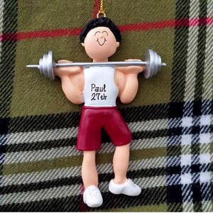 Male Weight Lifter Personalized Ornament, Fitness Personal Trainer, Body Builder image 4