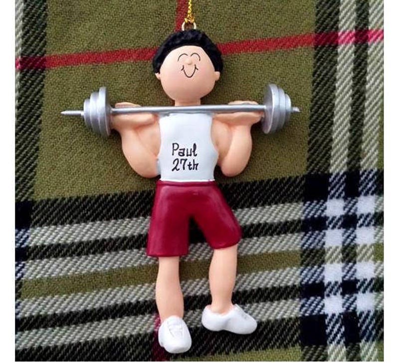 Male Weight Lifter Personalized Ornament, Fitness Personal Trainer, Body Builder image 4