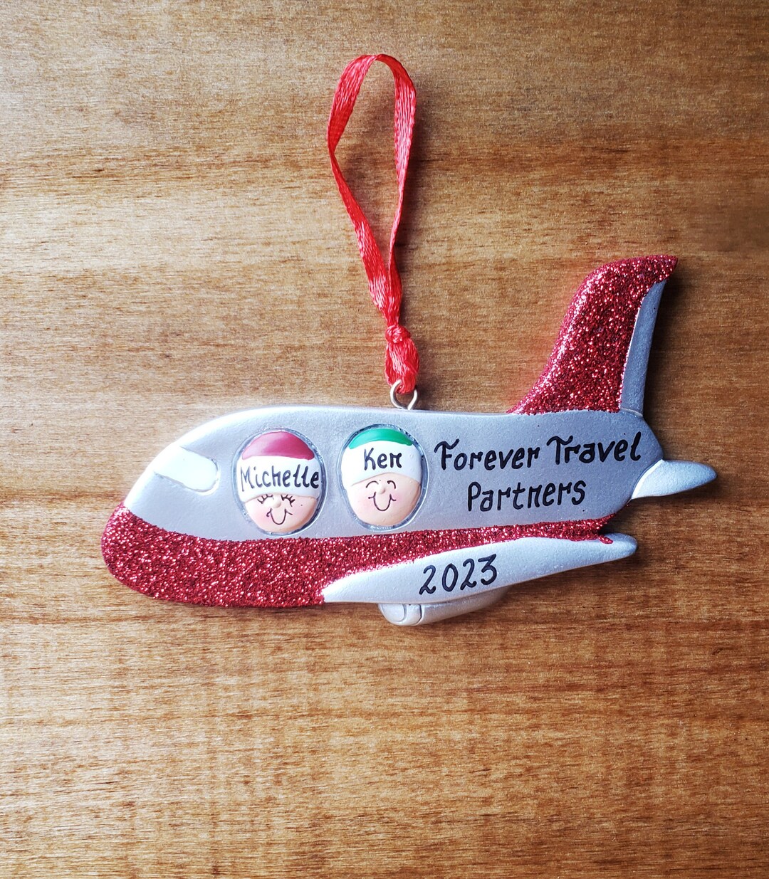 Personalized Couple's Airplane Christmas Ornament, Forever Travel