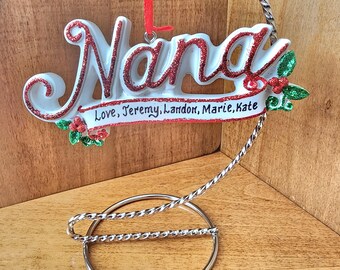 Nana Personalized Christmas Ornament, Gift for Grandmother, Family Ornament