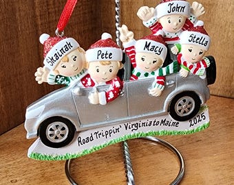 Personalized Family Road Trip Ornament: Christmas Vacation Keepsake, 5 people