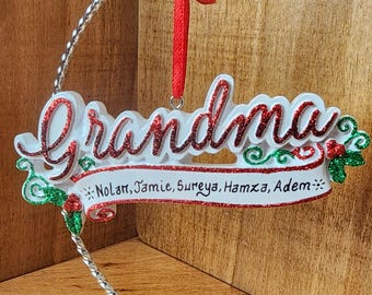 Grandma Personalized Christmas Ornament, Gift for Grandmother, Family Ornament