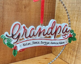 Grandpa Personalized Christmas Ornament, Gift for Grandfather, Family Ornament