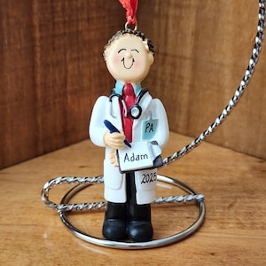 Doctor Personalized Christmas Ornament, Med Student, Retired MD, Physician Assistant, Male Doctor Ornament