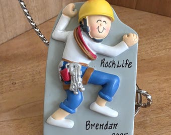 Rock Climber Personalized Christmas Ornament, Outdoor Enthusiast, Nature Adventure Ornament