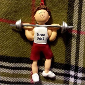 Male Weight Lifter Personalized Ornament, Fitness Personal Trainer, Body Builder image 2