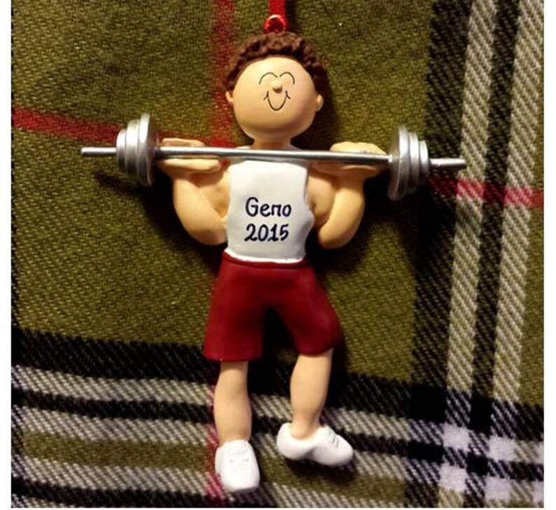 Male Weight Lifter Personalized Ornament, Fitness Personal Trainer, Body Builder image 2