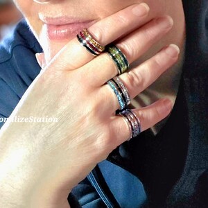 Birthstone Crystal Eternity Bands: 3mm Channel Set Stacking Rings image 3