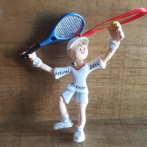 Tennis Personalized Ornament, Male Tennis Player Christmas Gift