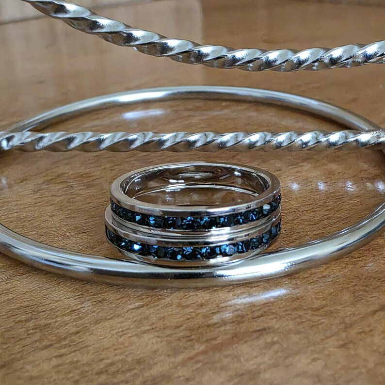 Birthstone Crystal Eternity Bands: 3mm Channel Set Stacking Rings image 16