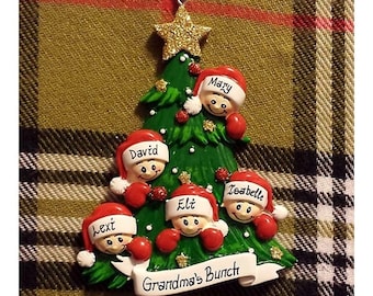 Personalized Grandkids Ornament, Family of 5, Grandkids Christmas Keepsake